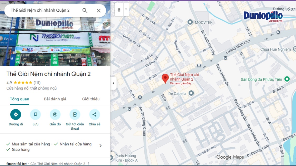 Vị trí của cửa hàng nệm lò xo cao cấp quận 2
