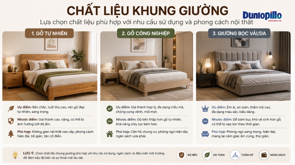Chú ý tới chất liệu của khung giường