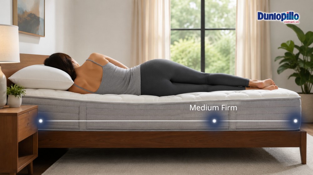 Nệm có độ cứng Medium-Firm phù hợp cho người bị thoát vị đĩa đệm