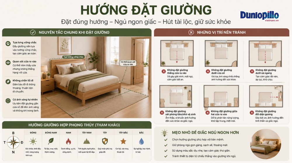 Hướng đặt giường thích hợp