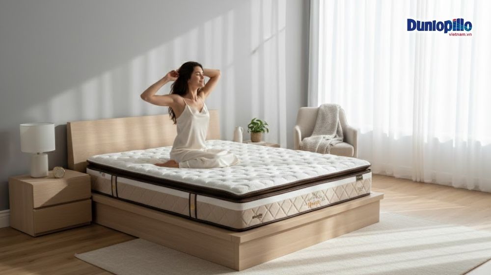 Nệm lò xo chất lượng Dunloillo Harrington mang đến sự thoải mái khi thức giấc