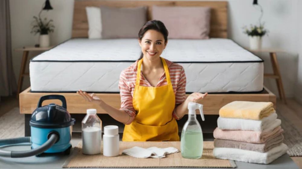 Chuẩn bị các vật dụng cần thiết để vệ sinh nệm cao su