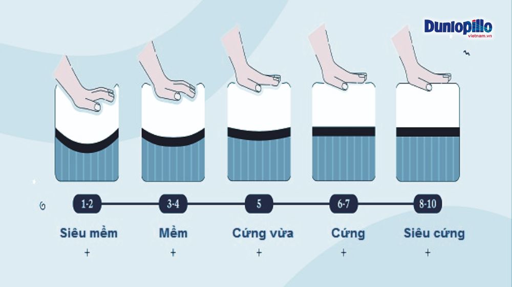 Nệm cao su có độ cứng mềm khác nhau