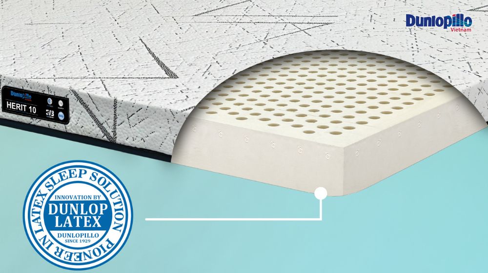 Cấu tạo nệm cao su nhập khẩu Dunlopillo Herit