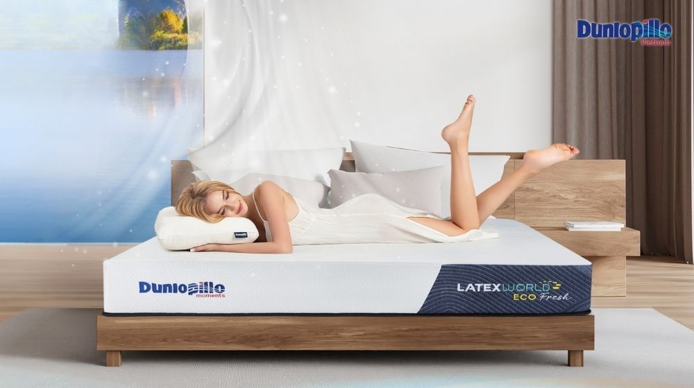 Nệm cao su Dunlopillo Latex World Eco Fresh là sản phẩm cao cấp có độ dày 25cm