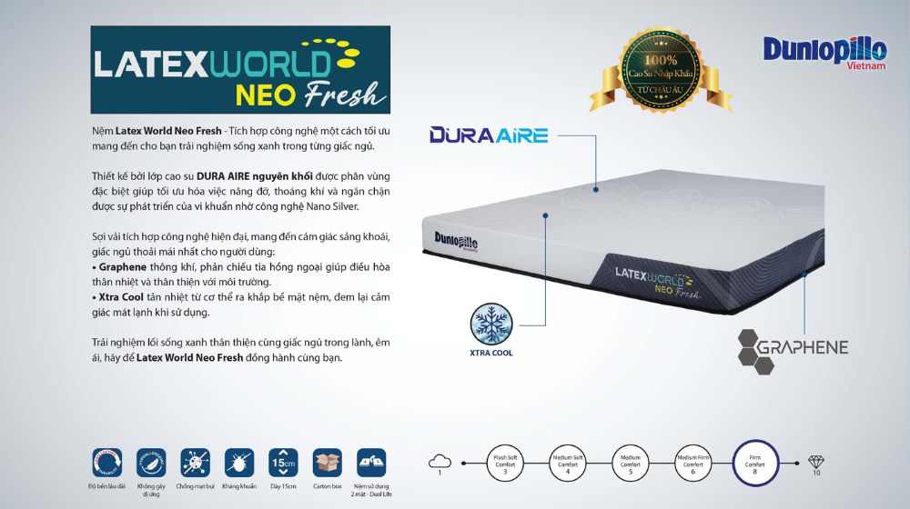 Thông tin sản phẩm cao su Dunlopillo Neo Fresh