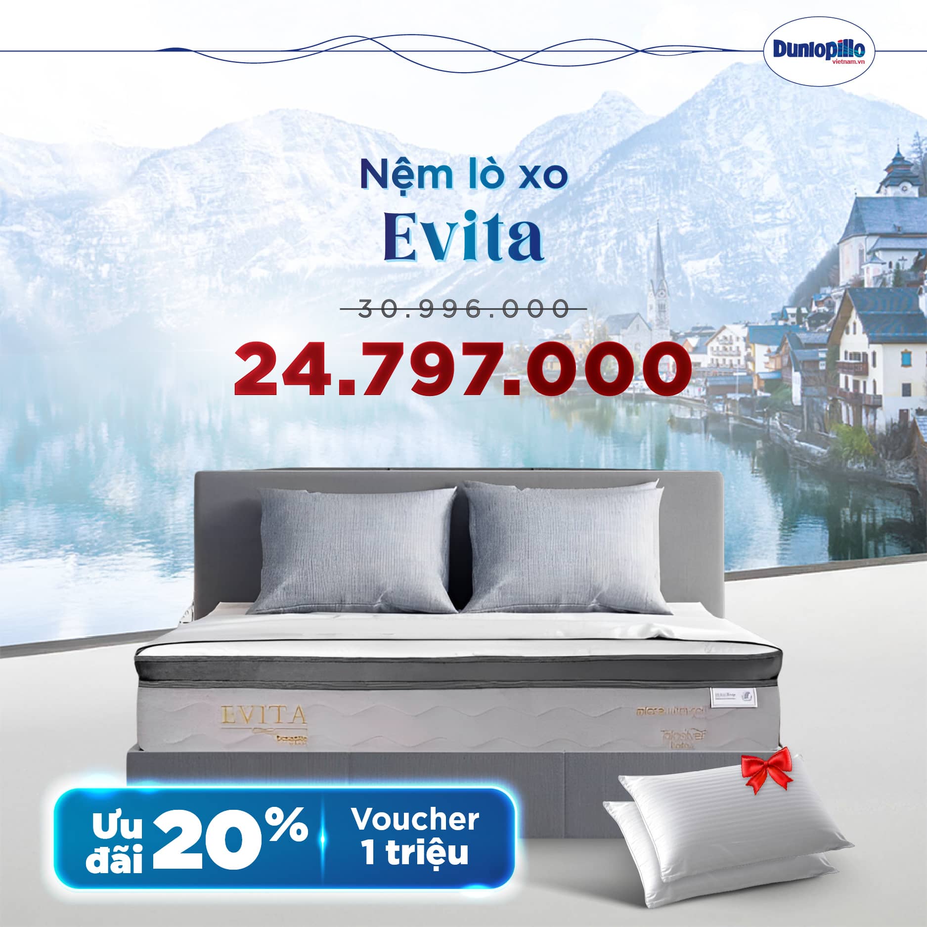 Nệm Dunlopillo khuyến mãi Evita