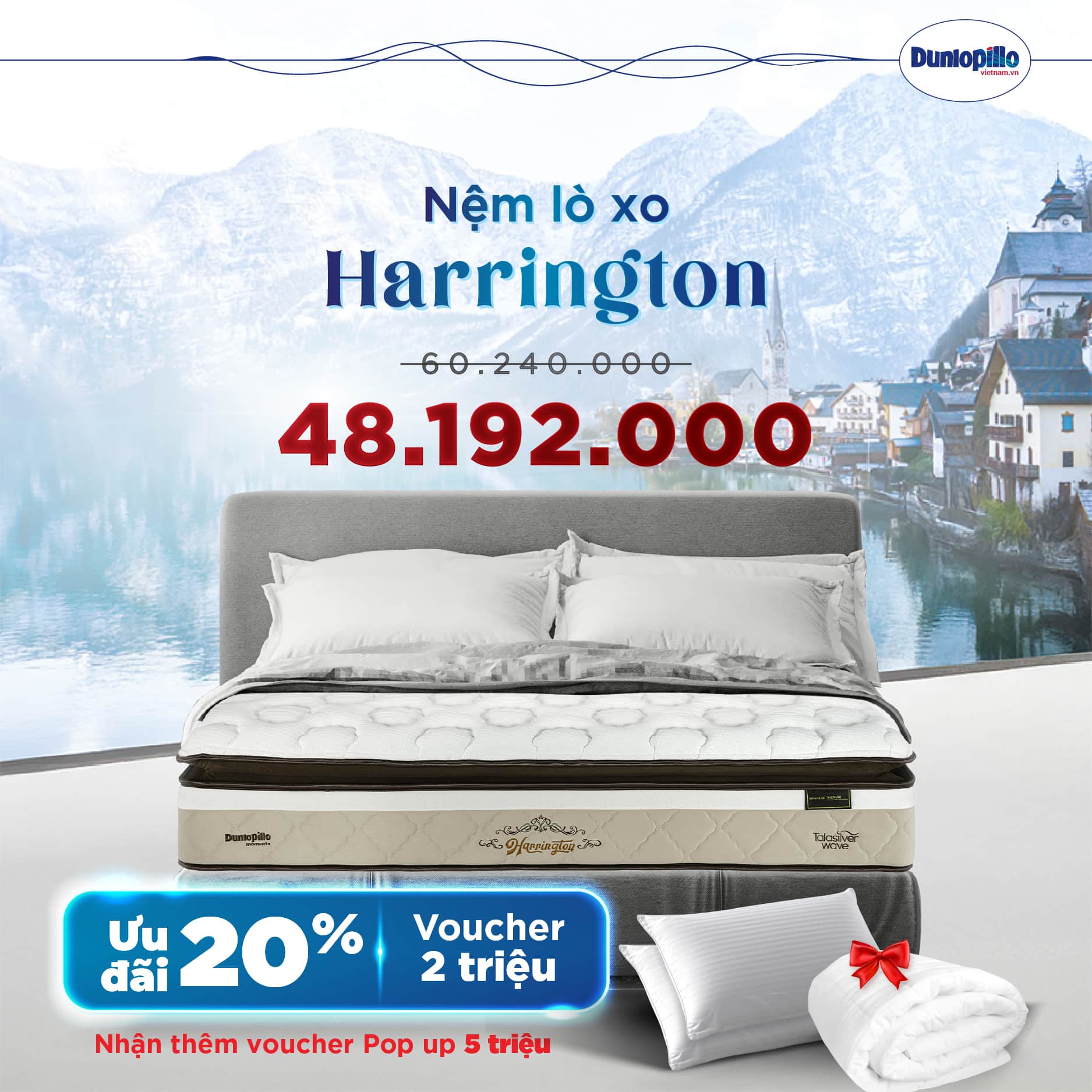 Nệm Dunlopillo khuyến mãi odnfg Harrington