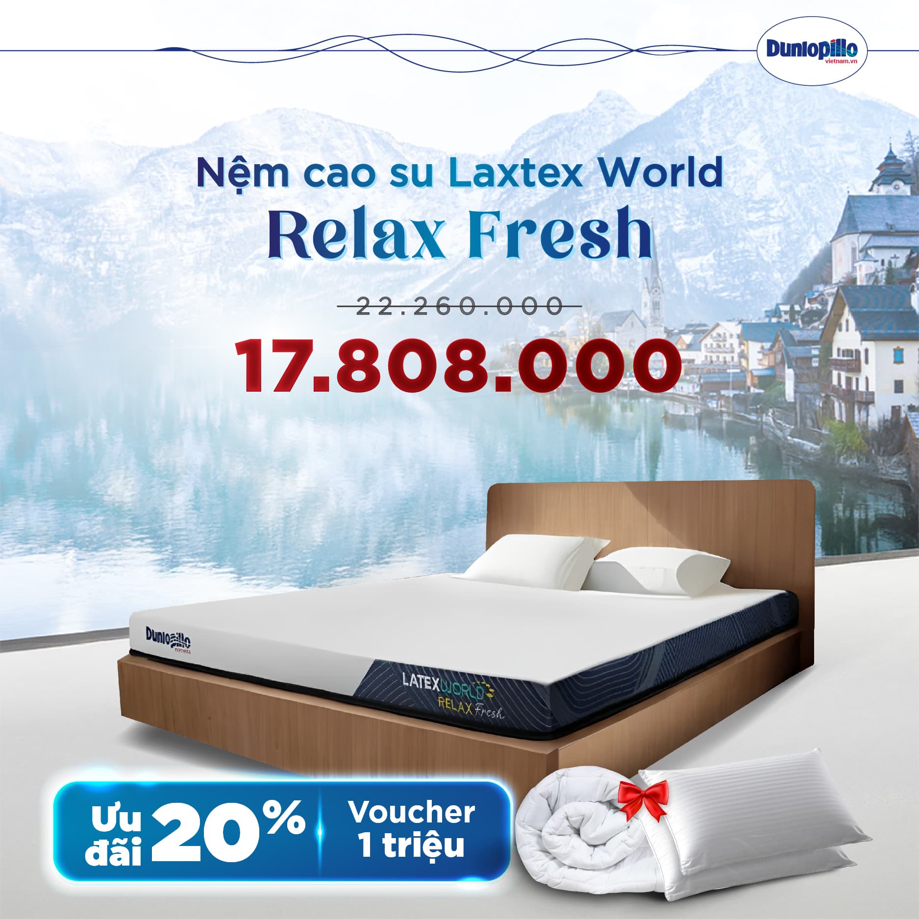 Nệm Dunlopillo khuyến mãi Relax fresh