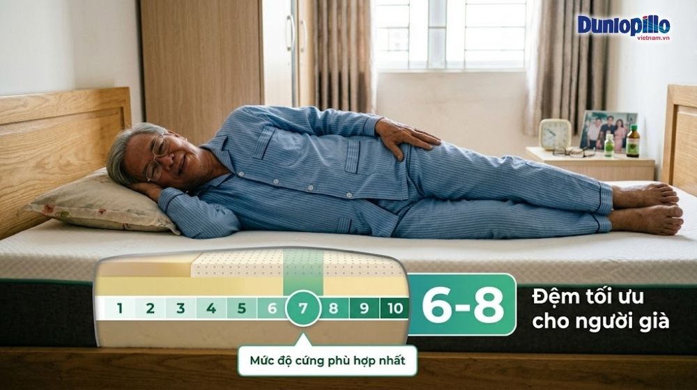 Độ cứng từ 6-8 là lựa chọn phù hợp nhất cho người già