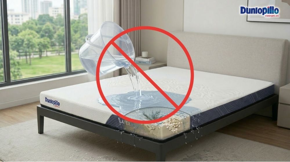 Không nên giặt nệm cao su thiên nhiên bằng nước