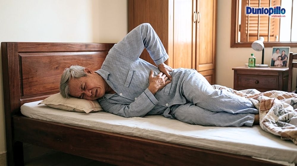 Nằm nệm quá cứng khiến người già dễ bị đau mỏi thắt lưng