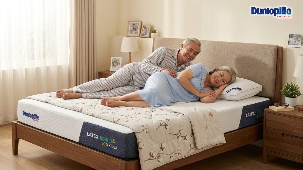 Nệm cao su Dunlopillo hỗ trợ tốt cho giấc ngủ người già