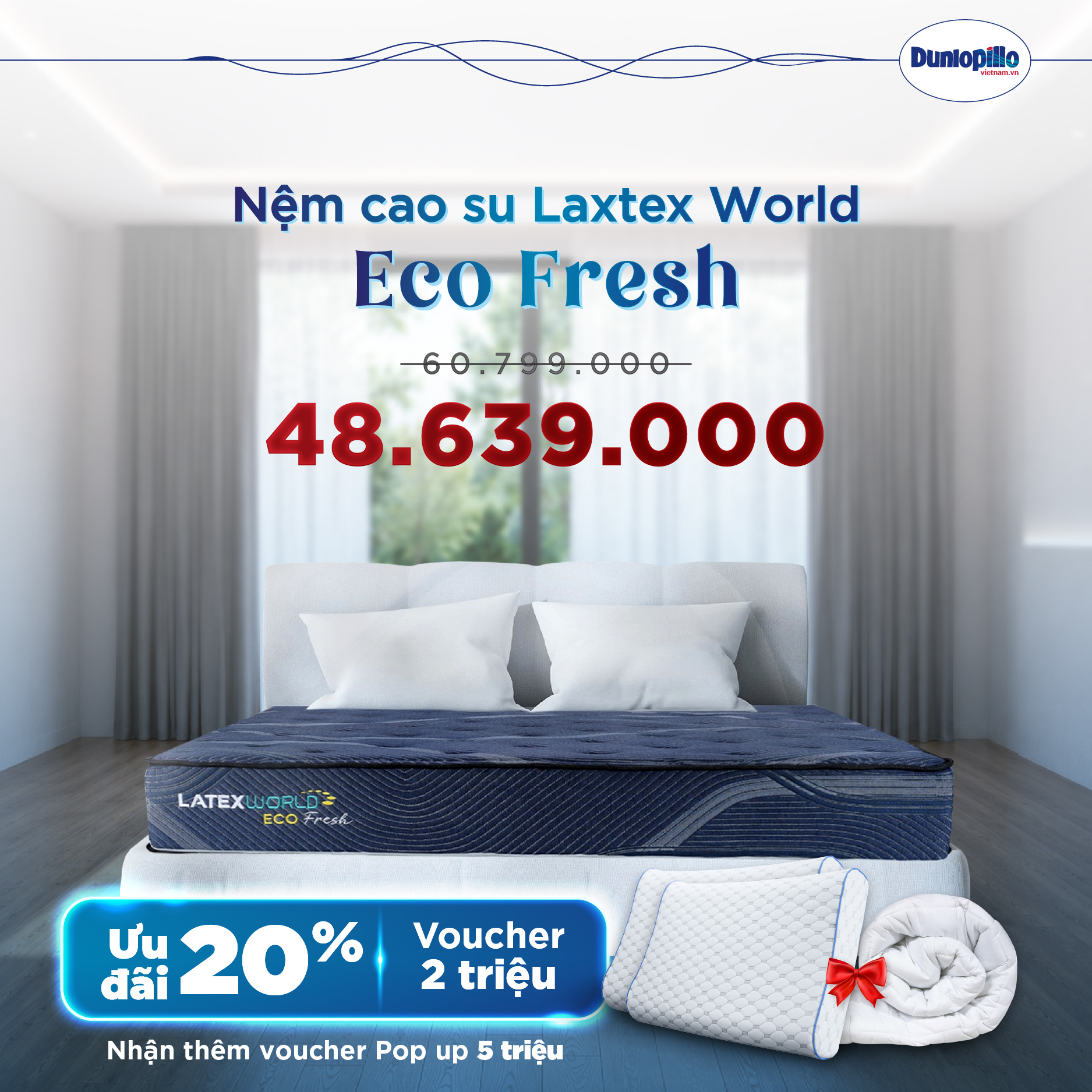 Nệm Dunlopillo khuyến mãi Eco Fresh