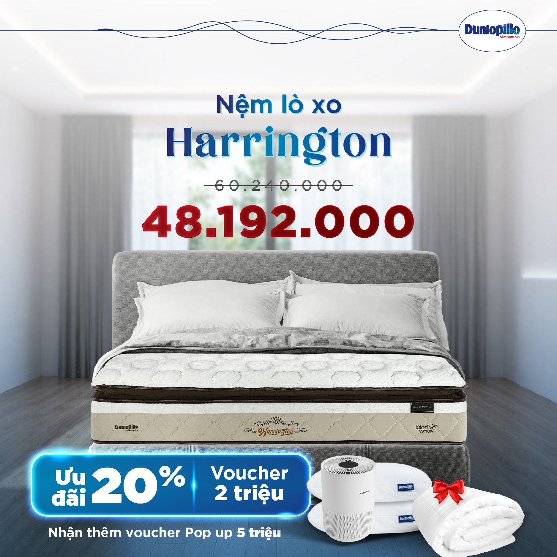 Nệm Dunlopillo khuyến mãi dòng Harrington