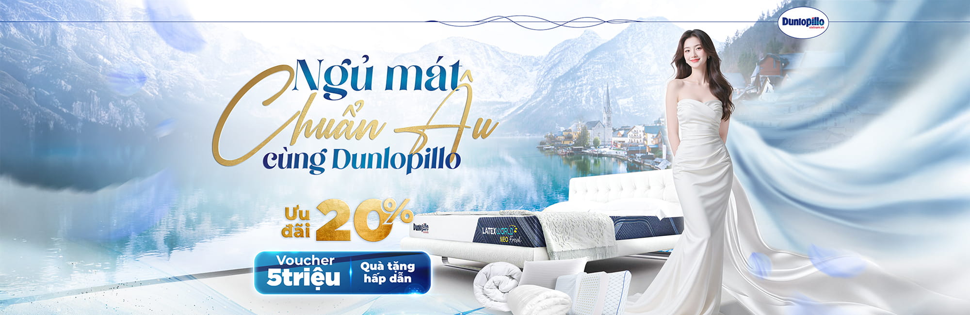Ngủ mát chuẩn Âu cùng Dunlopillo