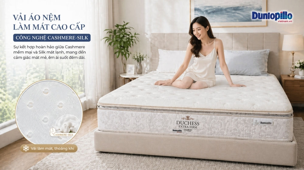 Công nghệ Cashmere-silk ứng dụng trong nệm Duchess