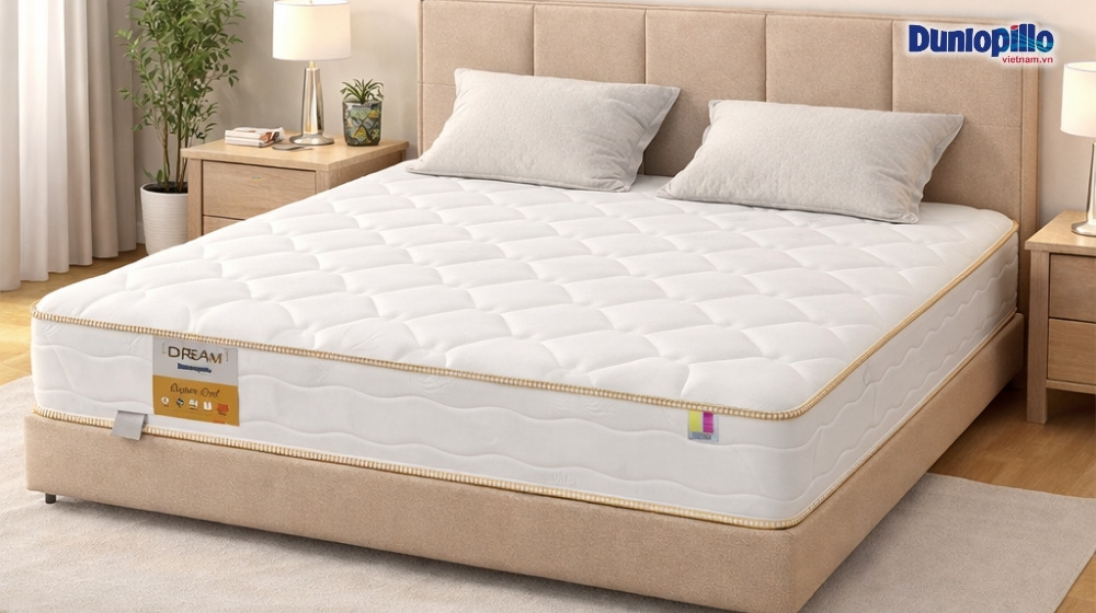 Dòng nệm khách sạn Dunlopillo Dream Plus có vải áo nệm kháng cháy