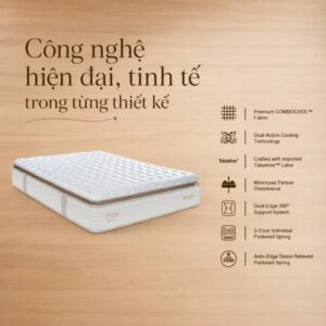 Nệm lò xo Dunlopillo CoolSilk ZEN Prime sang trọng, hiện đại