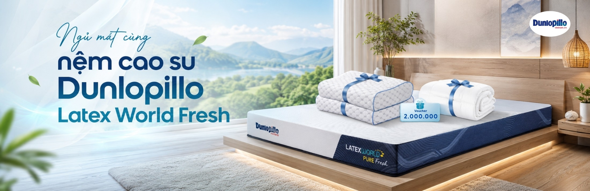 Ngủ mát cùng nệm cao su Dunlopillo Latex World Fresh