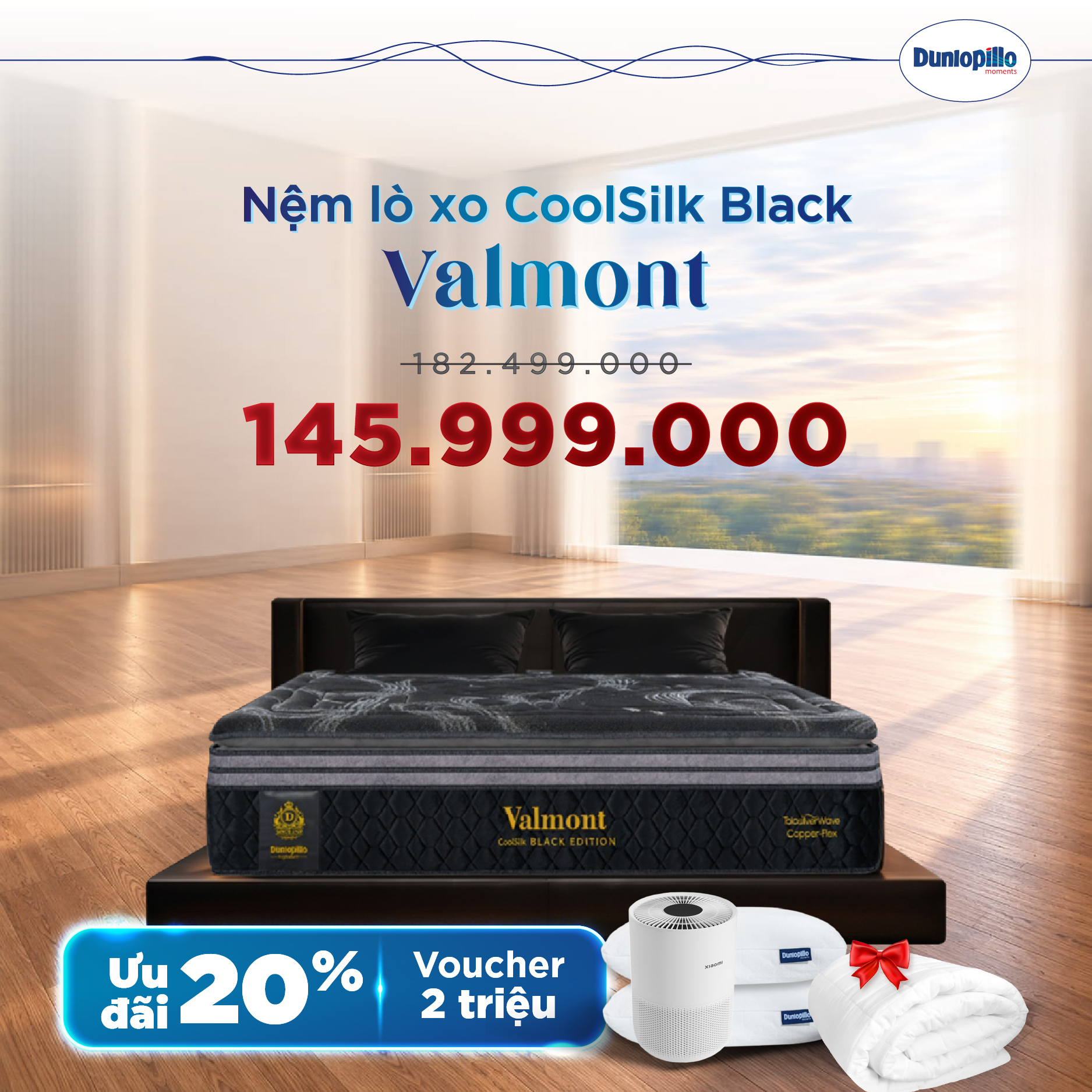 Nệm Dunlopillo khuyến mãi - Black Valmont
