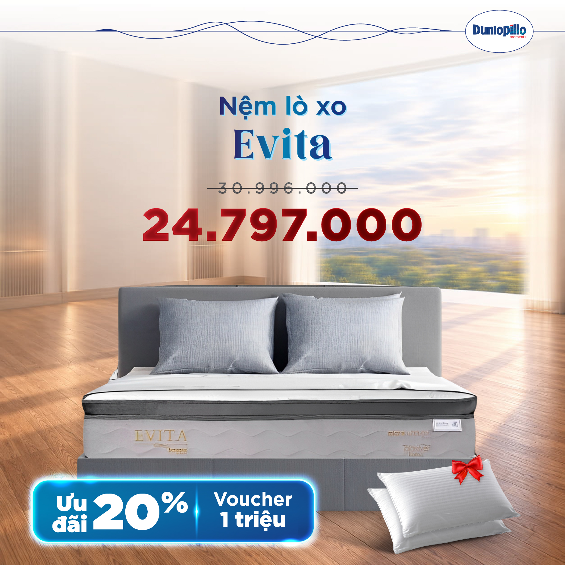 Nệm Dunlopillo khuyến mãi Evita
