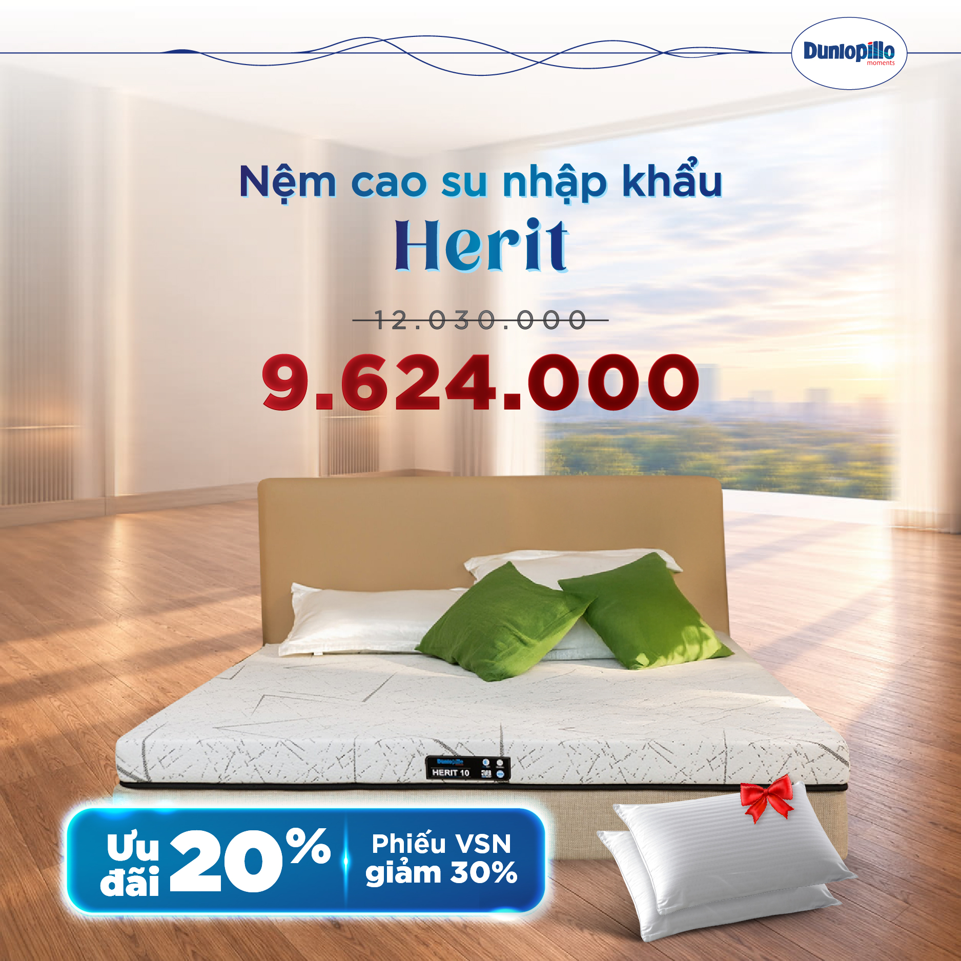 Nệm Dunlopillo khuyến mãi Herit