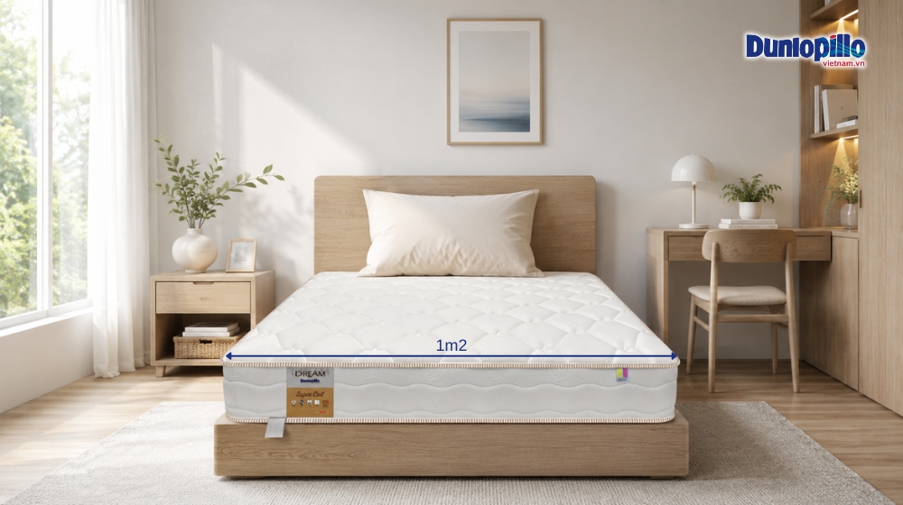 Kích thước nệm Dunlopillo 1m2 phù hợp cho nhiều nhu cầu sử dụng