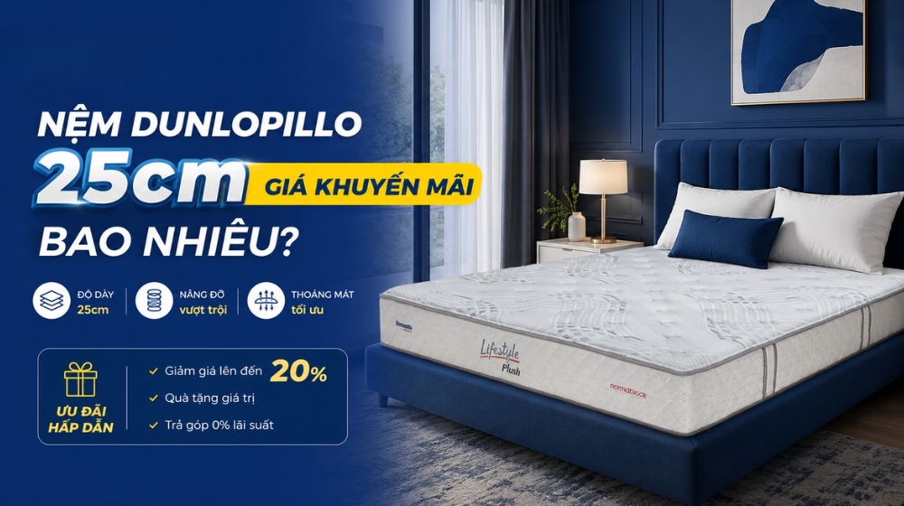 Nệm Dunlopillo 25cm giá khuyến mãi bao nhiêu
