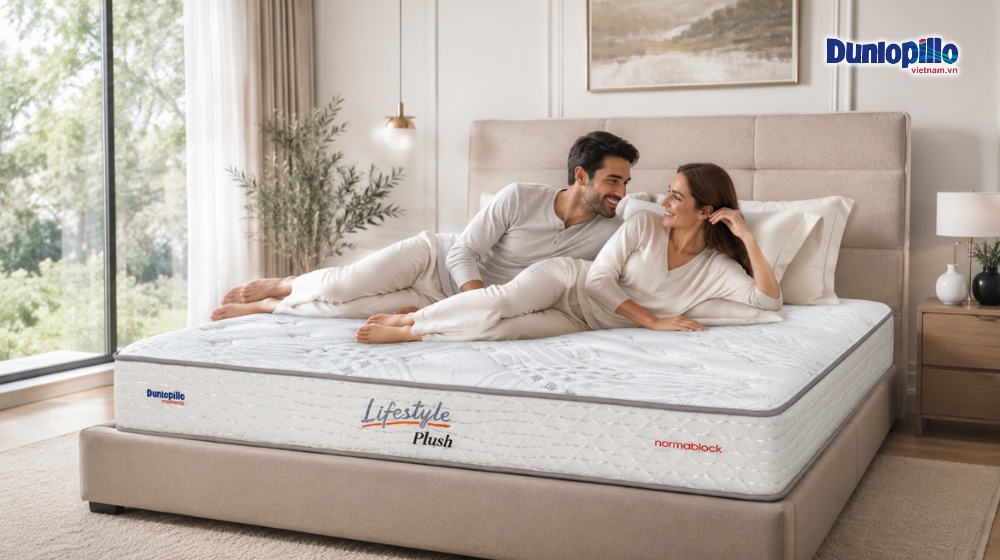 Nệm lò xo Dunlopillo Lifestyle Plush rộng rãi, thoải mái