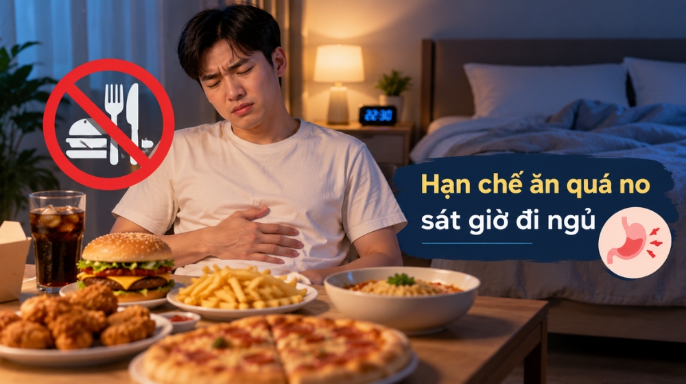 Hạn chế ăn quá no sát giờ đi ngủ