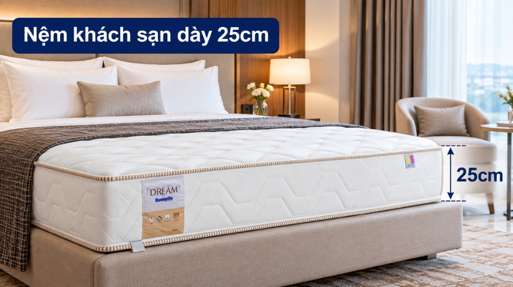 Nệm khách sạn dày 25cm