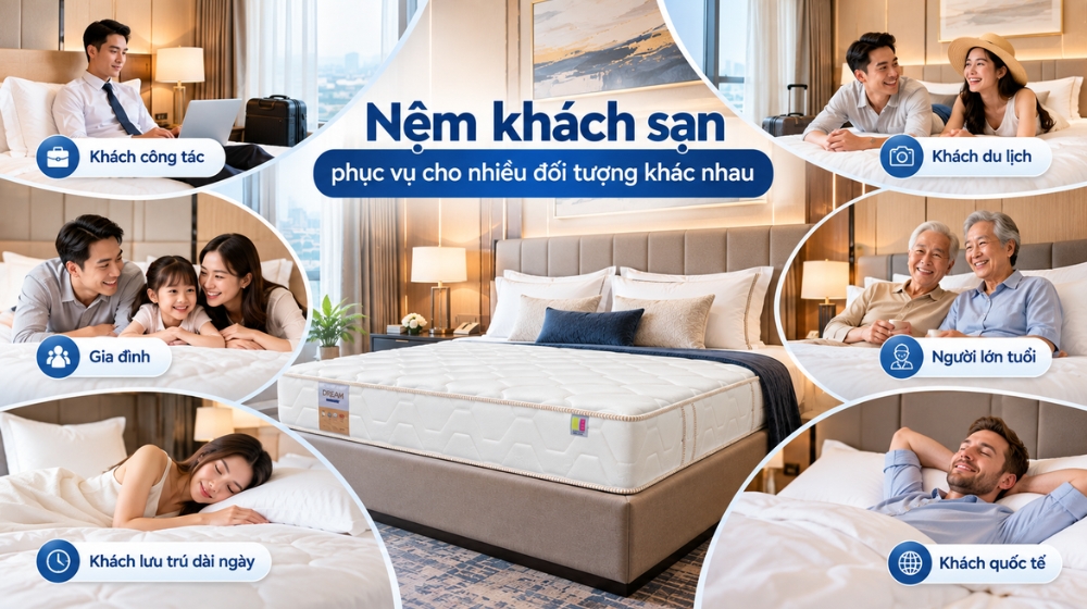 Nệm khách sạn phục vụ cho nhiều đối tượng khác nhau