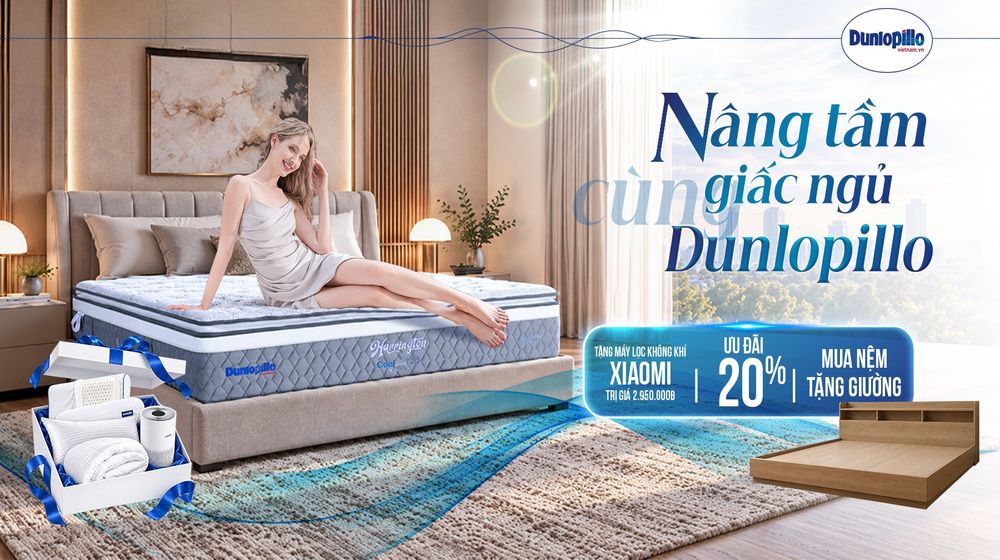 Chương trình ưu đãi giảm 20% + quà khi mua nệm Dunlopillo